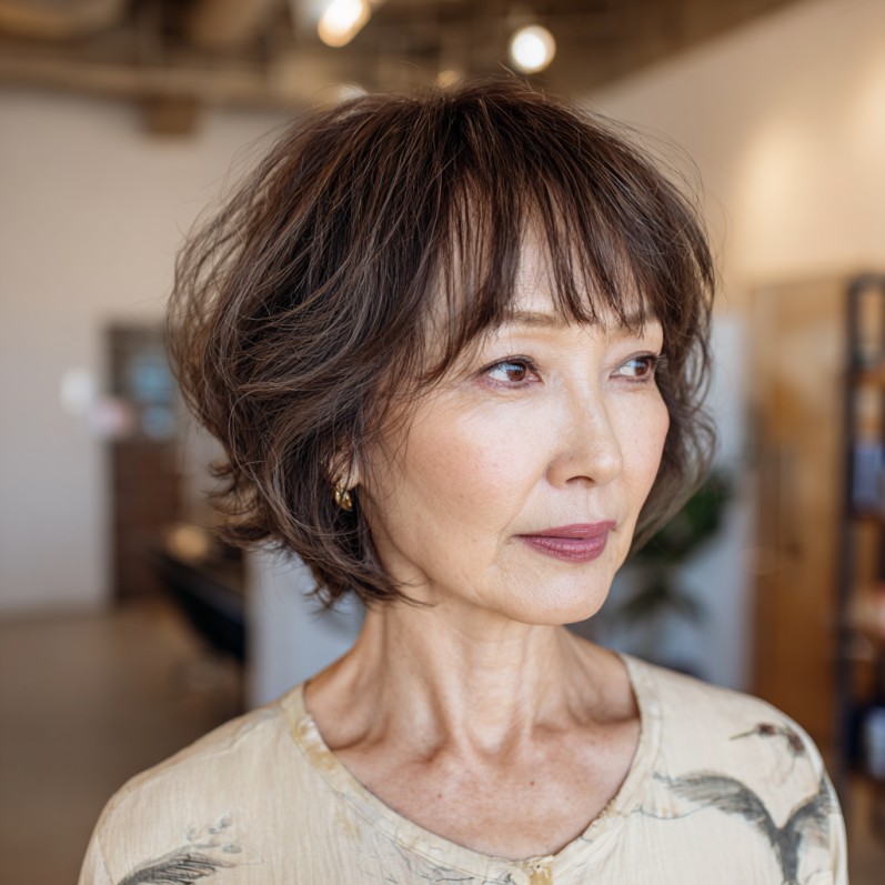 Soft Textured Choppy Bob with Flattering Bangs
