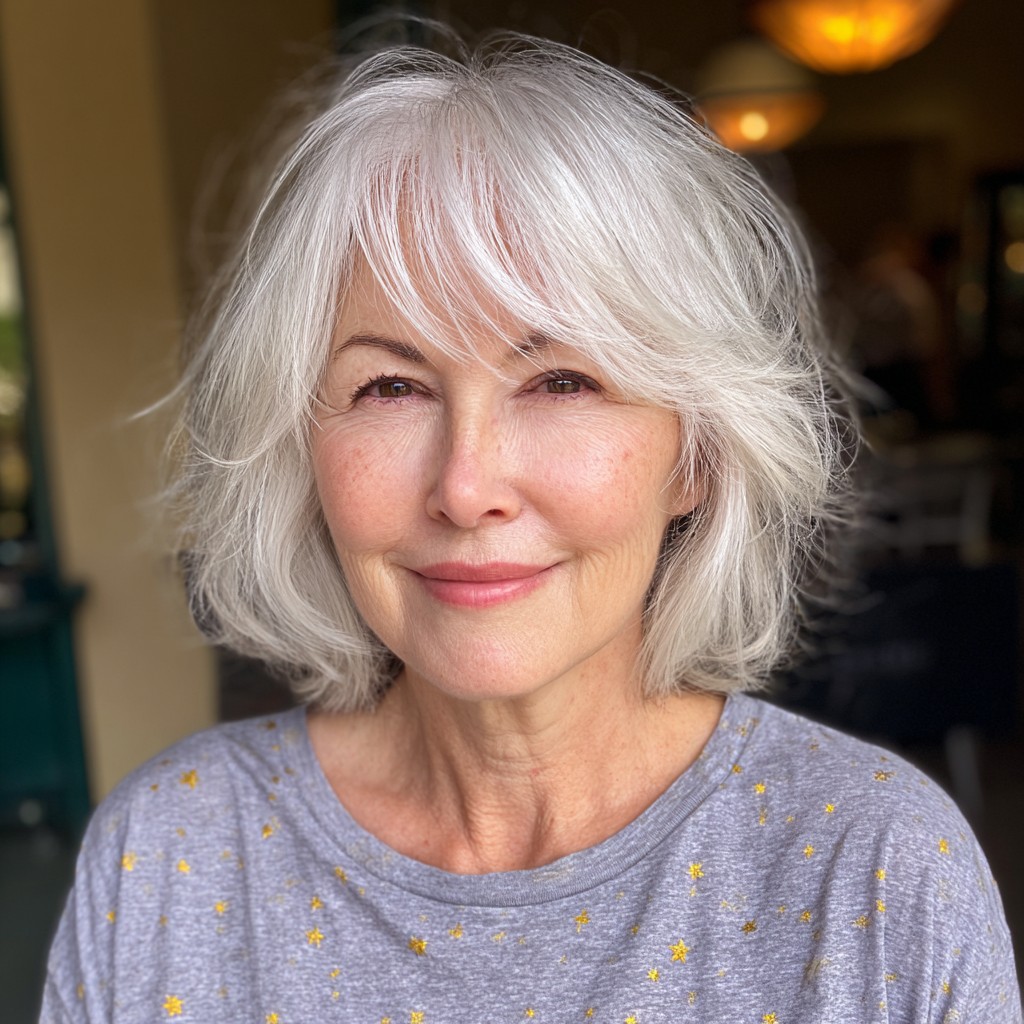 Softly Textured Silver Shag with Gentle Layers