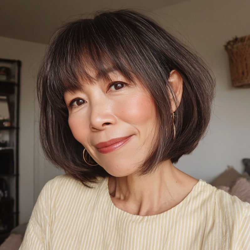Stylish Layered Bob with Soft Bangs