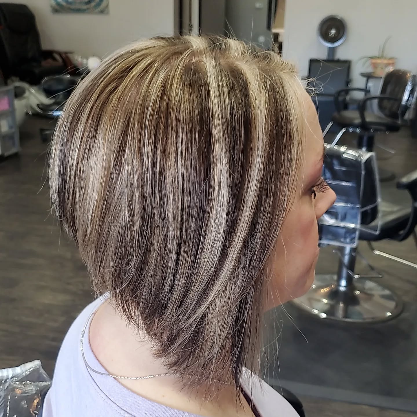 Stylish Layered Slope Bob with Subtle Highlights