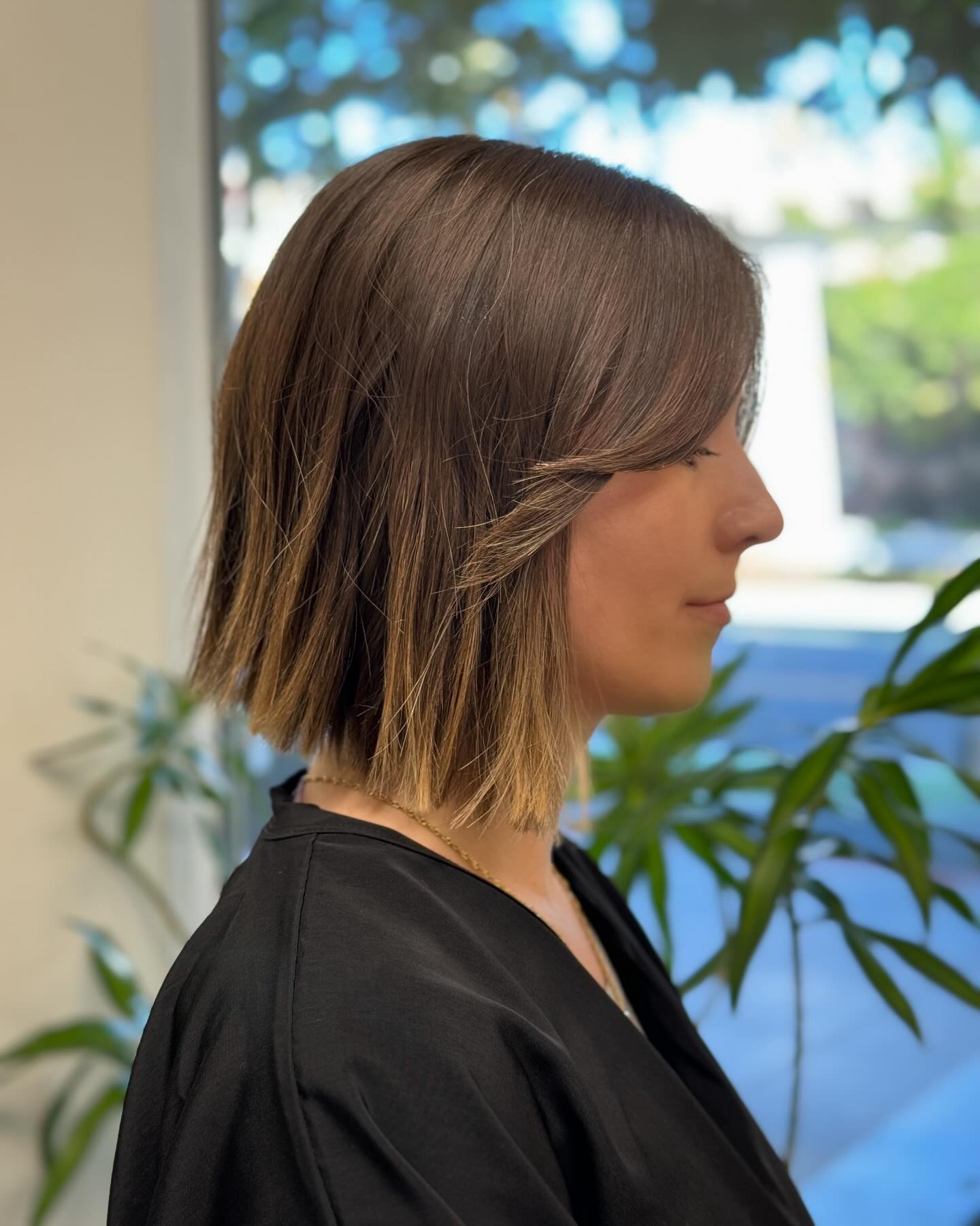 Stylish Textured Slope Bob with Subtle Ombre
