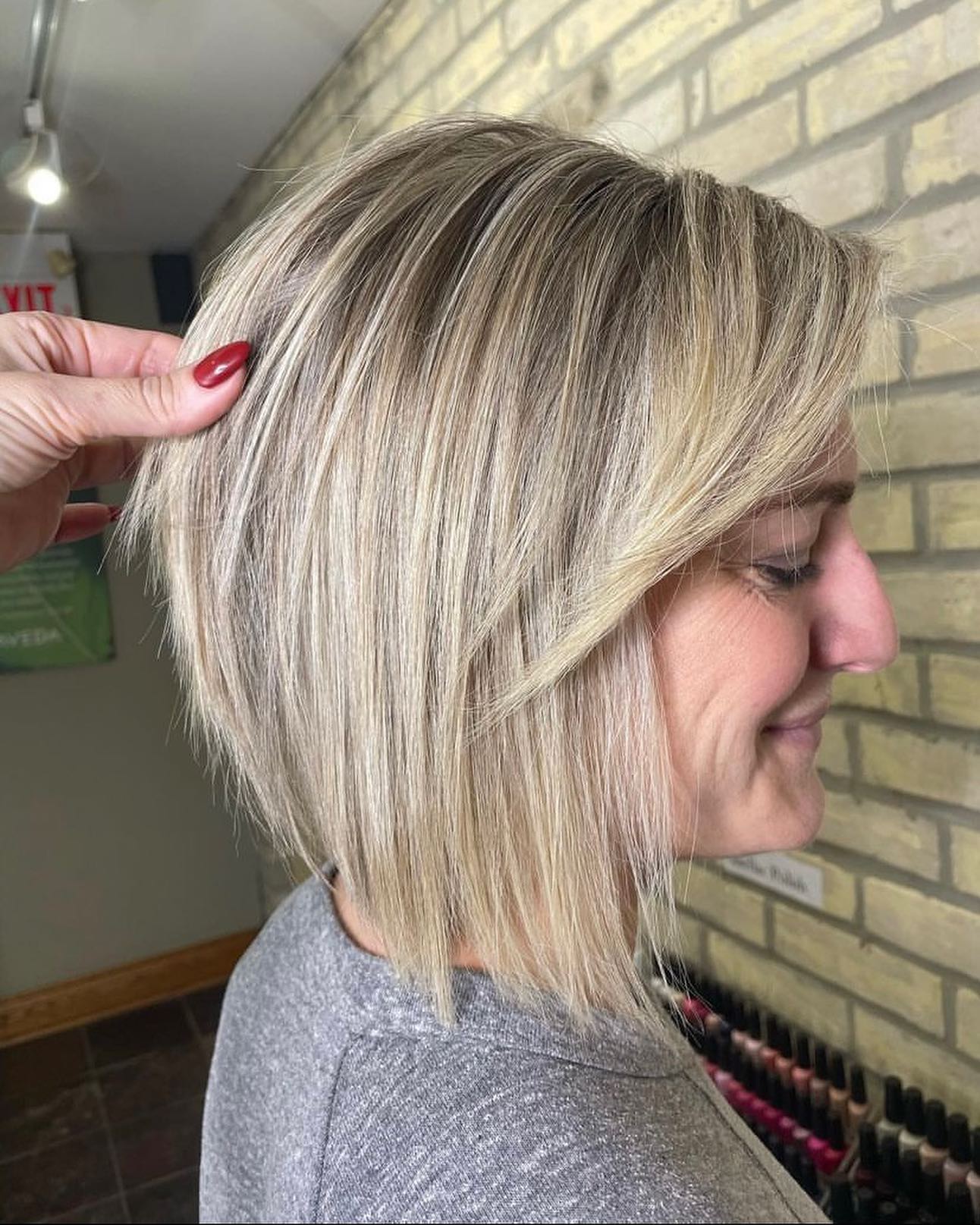 Textured Blunt Bob with Subtle Highlights