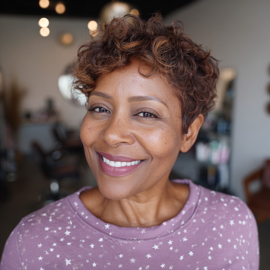 Textured Pixie Cut with Lively Curls