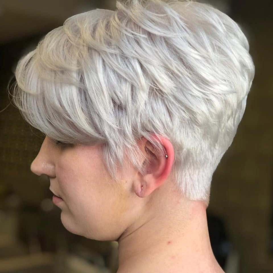 Textured Short Frosted Pixie Cut with Soft Waves