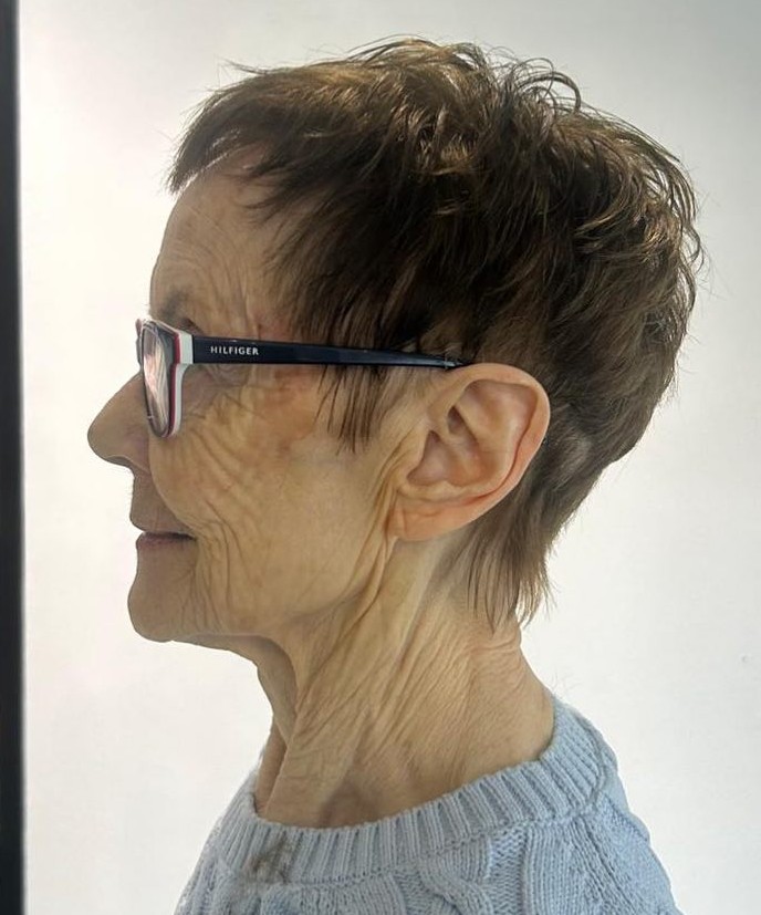 Textured Short Pixie with Playful Nape Undercut