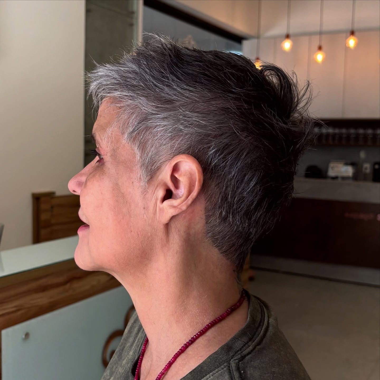 Textured Silver Pixie with Bold Undercut