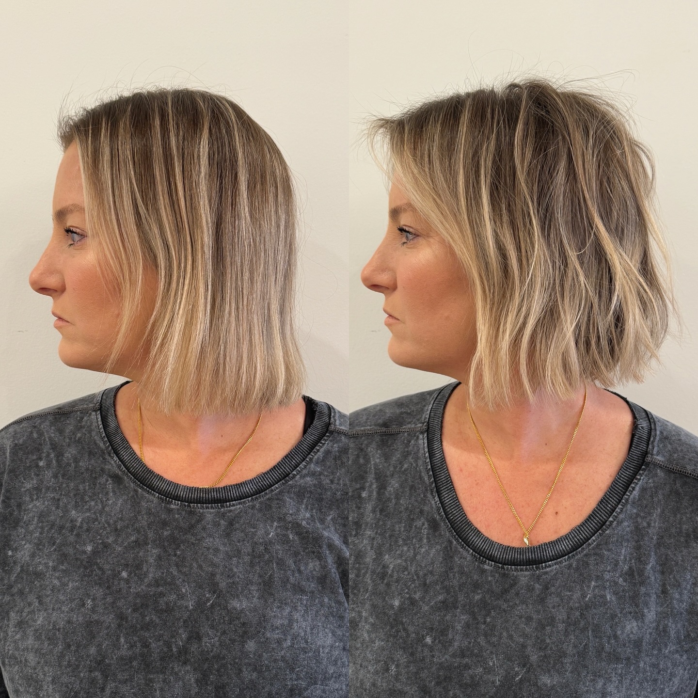 Textured Soft Waves Bob with Subtle Balayage