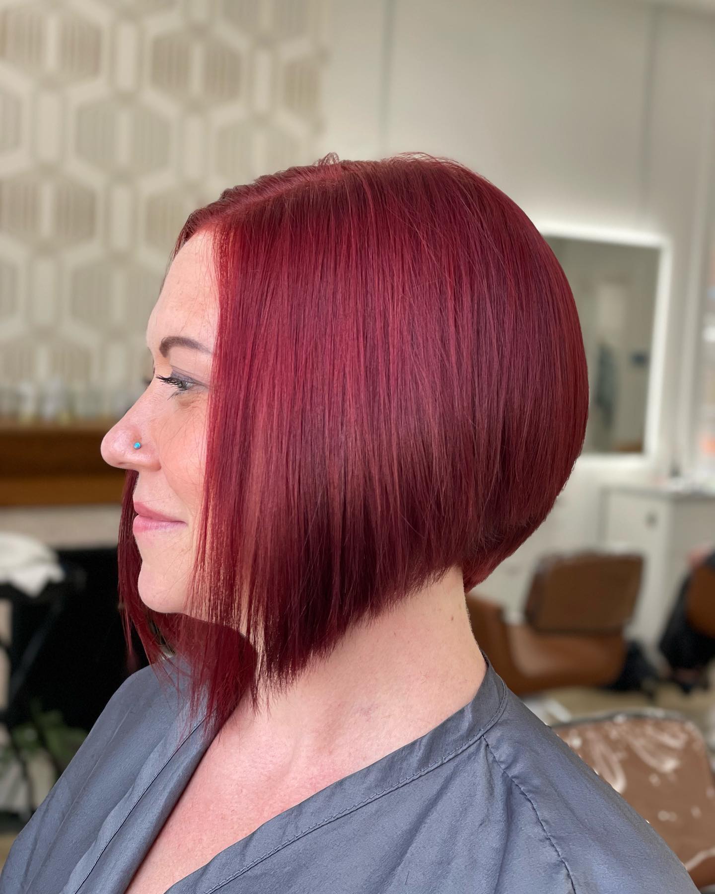 Vibrant Asymmetrical Bob with Subtle Layers