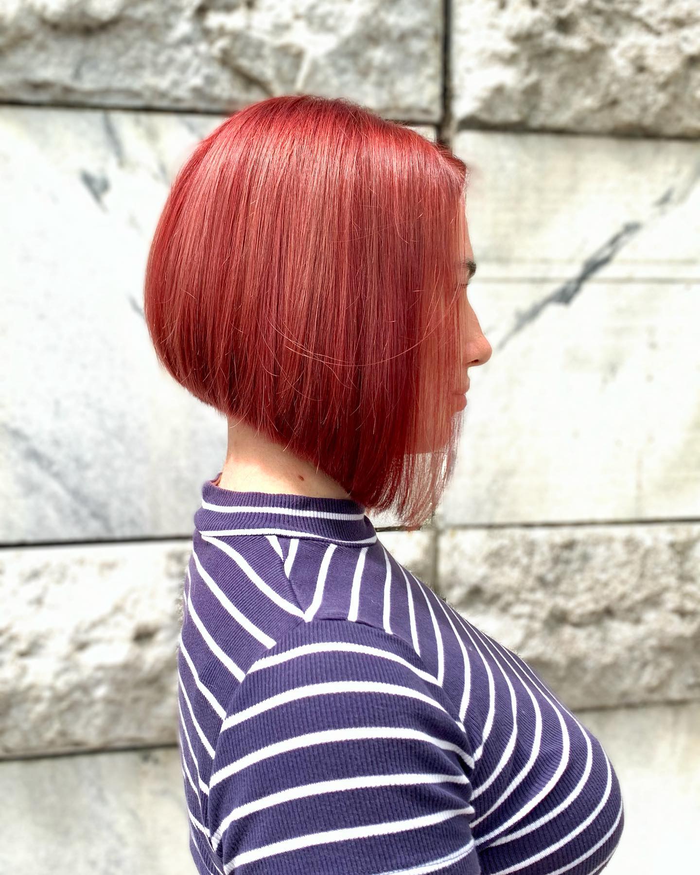 Vibrant Red Stacked Slope Bob with Subtle Texture