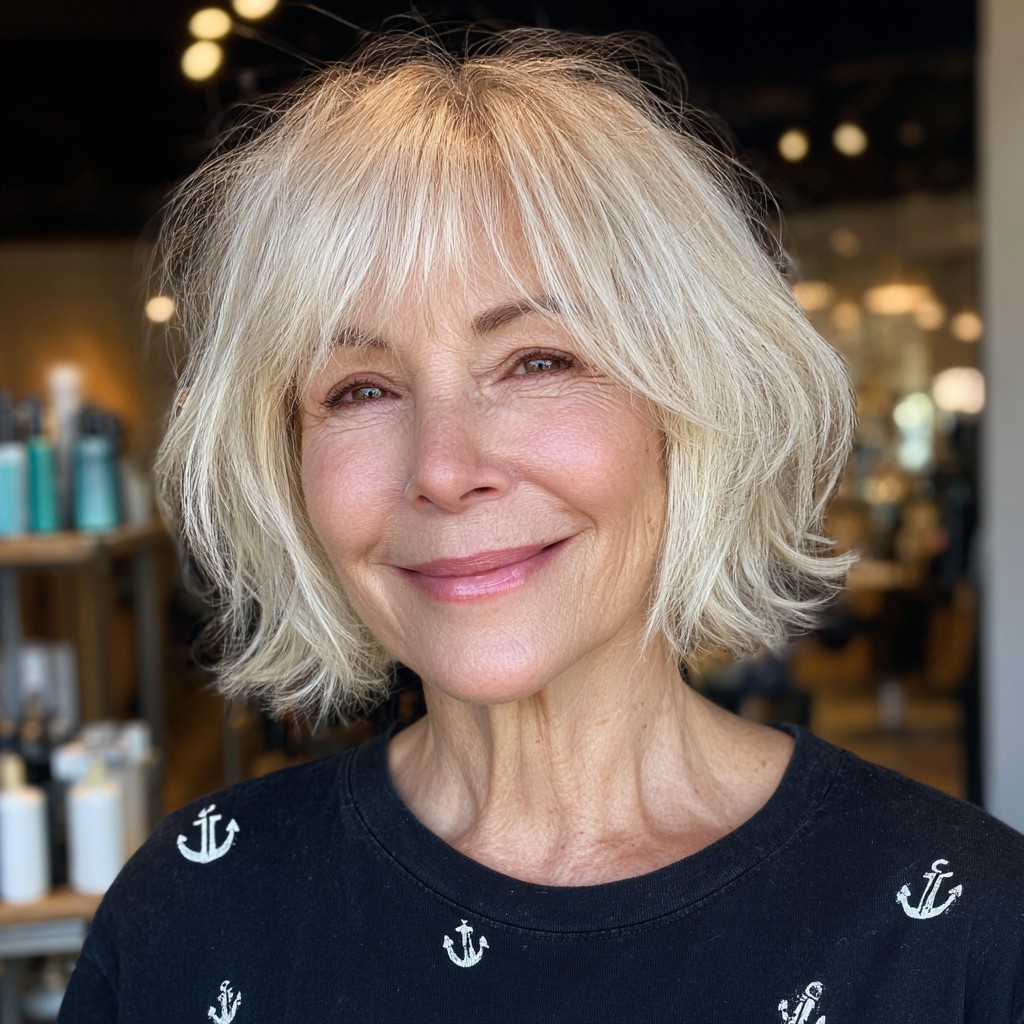 Wispy Shaggy Bob with Soft Bangs