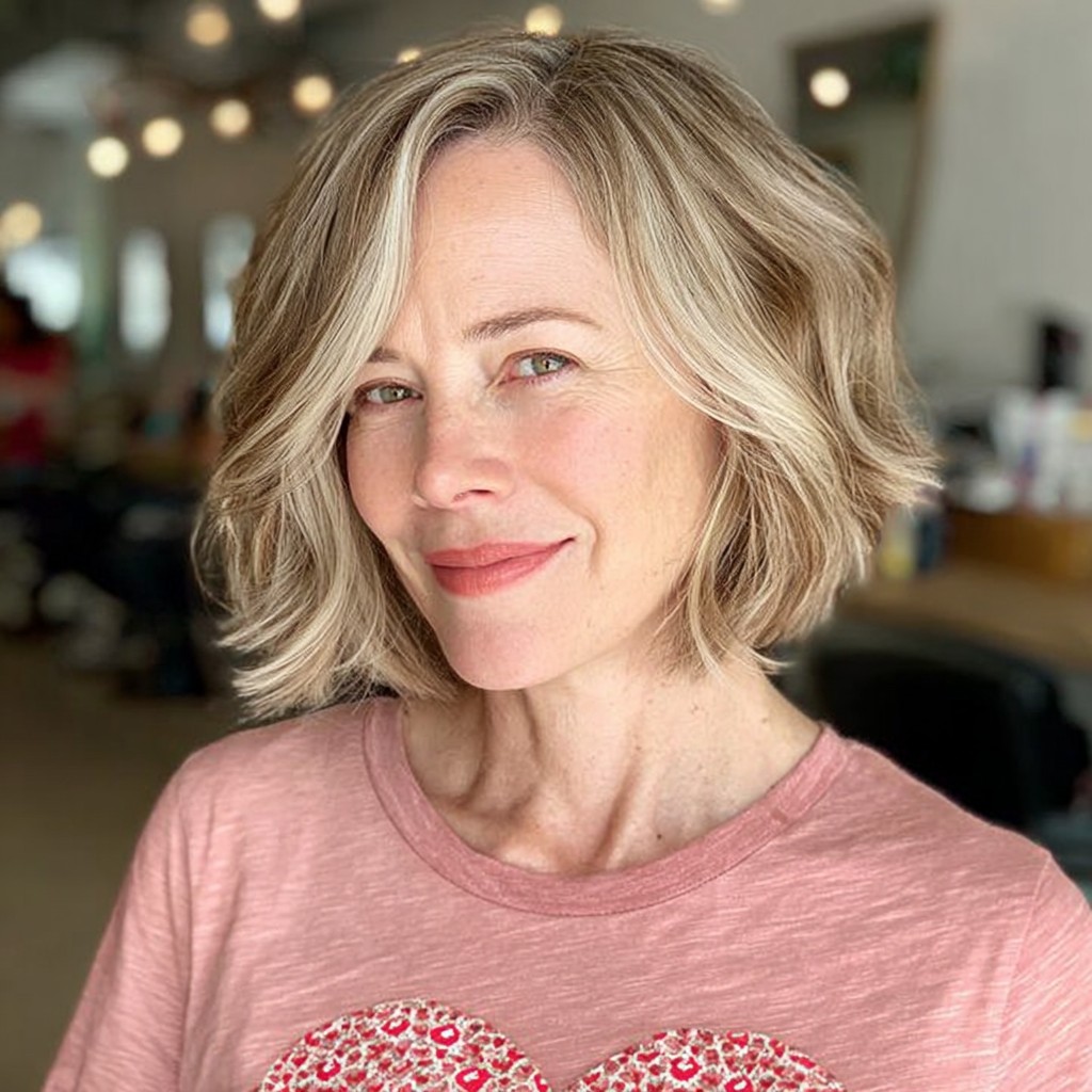 Textured Wavy Bob with Subtle Highlights