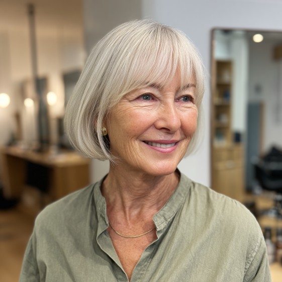 Softly Textured Bob with Gentle Bangs