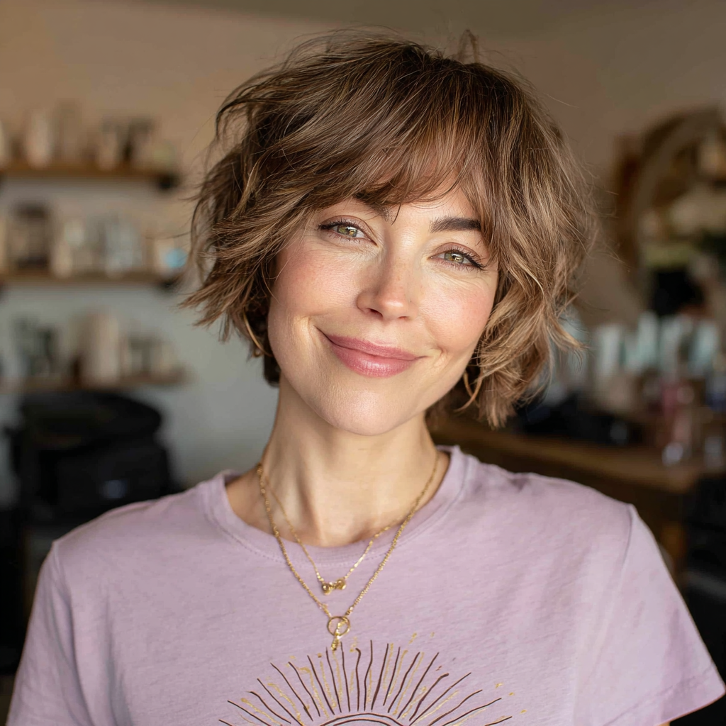 Chic Textured Bob with Soft Bangs