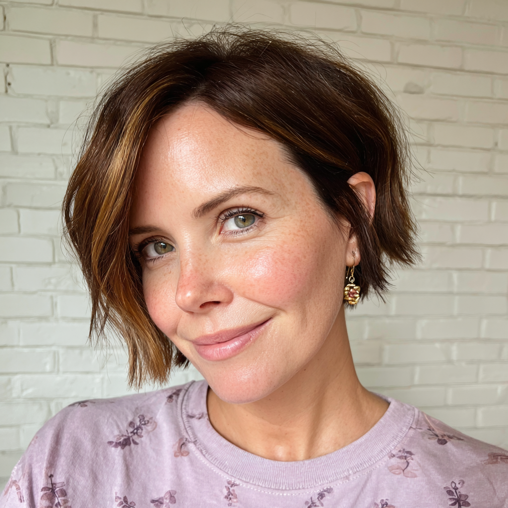 Textured Bob with Subtle Caramel Highlights