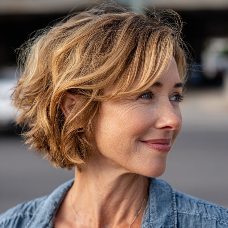 Effortlessly Chic Textured Bob with Soft Waves