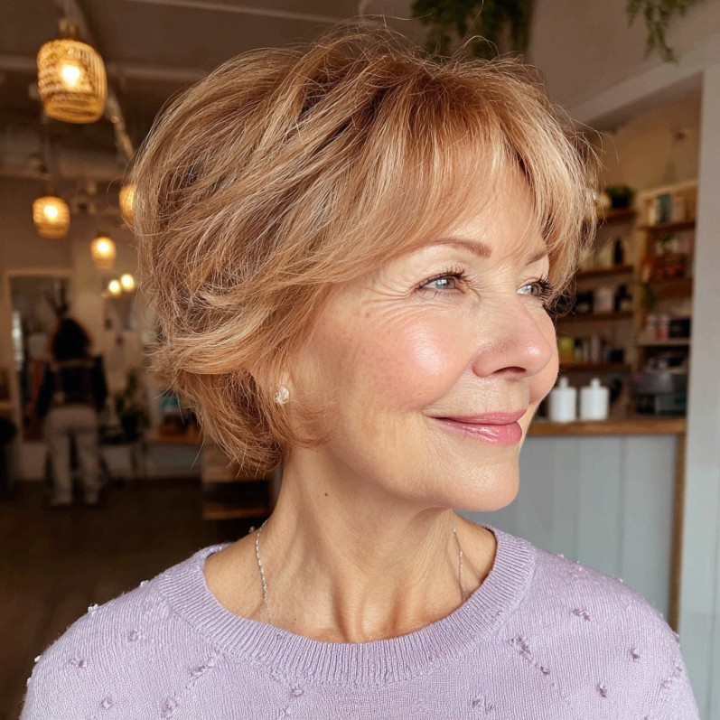 Charming Layered Textured Bob with Subtle Highlights