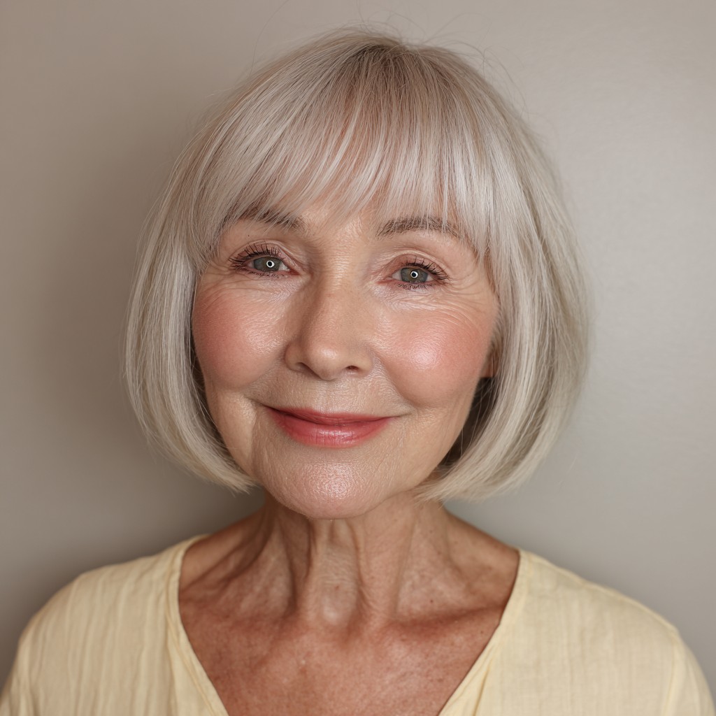 Charming Wispy Jaw-Length Bob with Soft Bangs