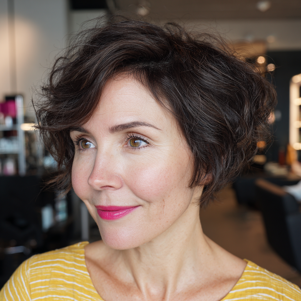 Chic Curly Bob with Soft Volume
