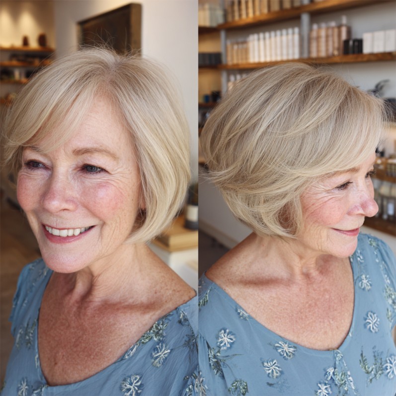 chic layered micro bob with soft highlights