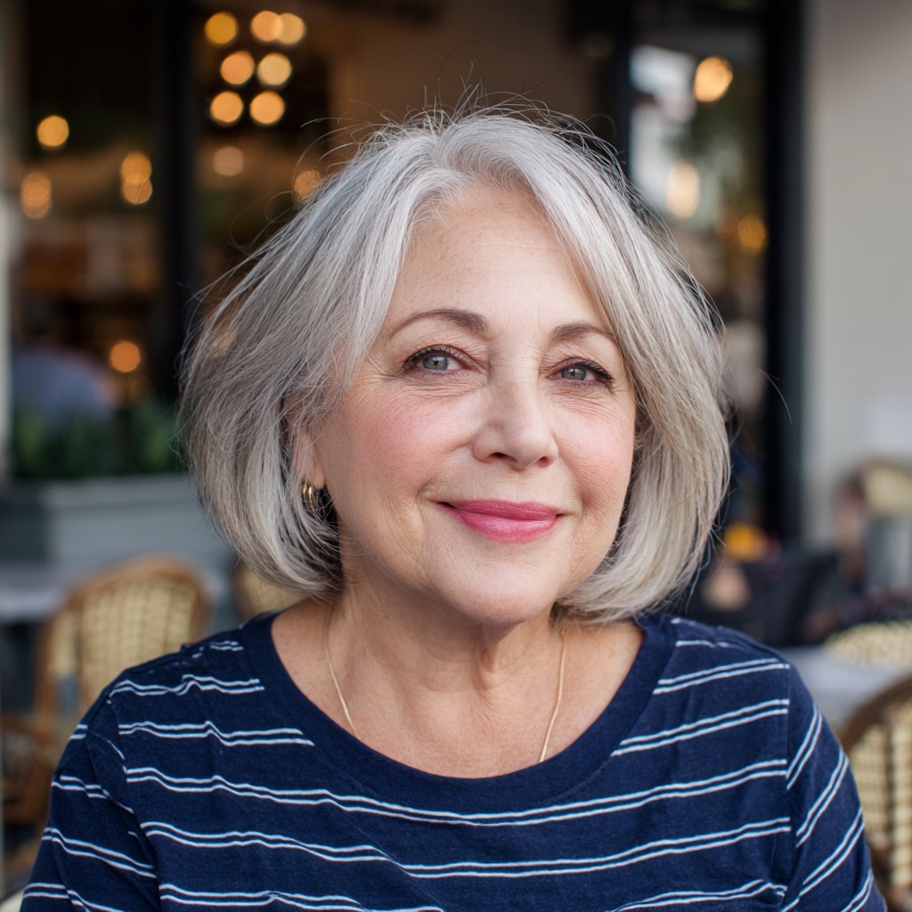 Chic Silver Bob with Soft Layers