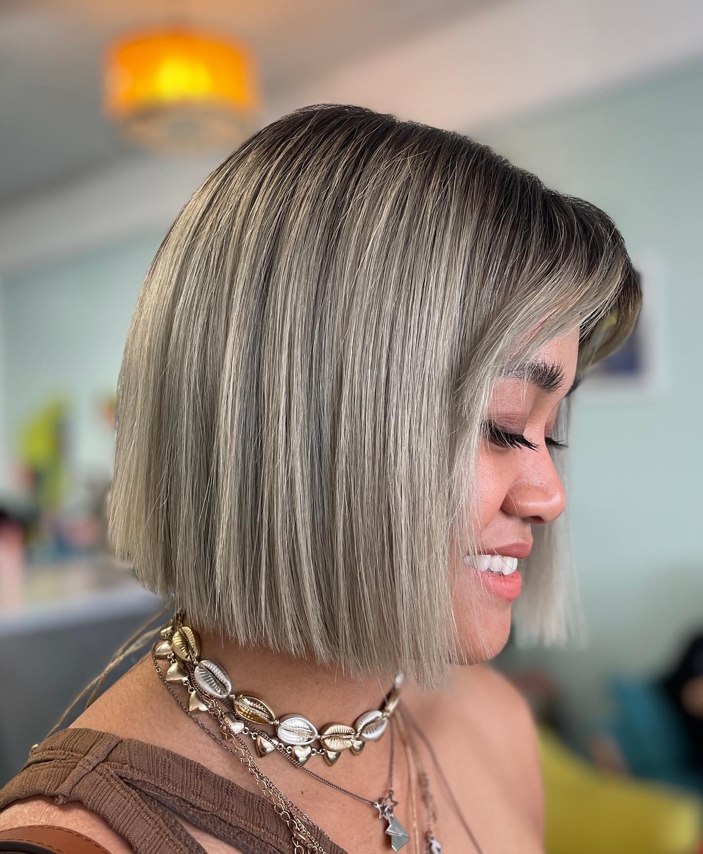 Chic Straight Square Bob with Subtle Textured Bangs