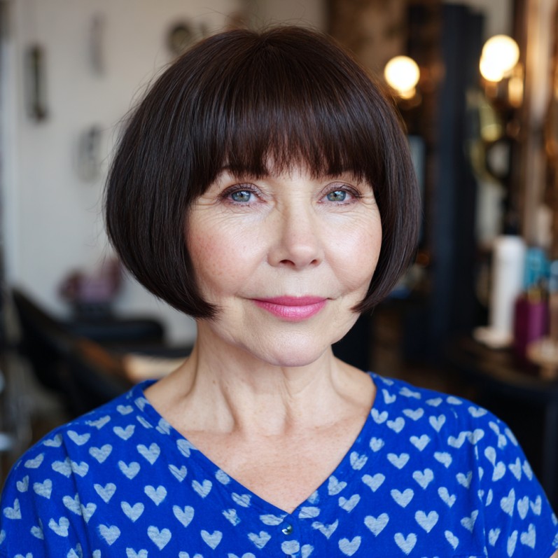 Classic Rounded Bob with Soft Bangs