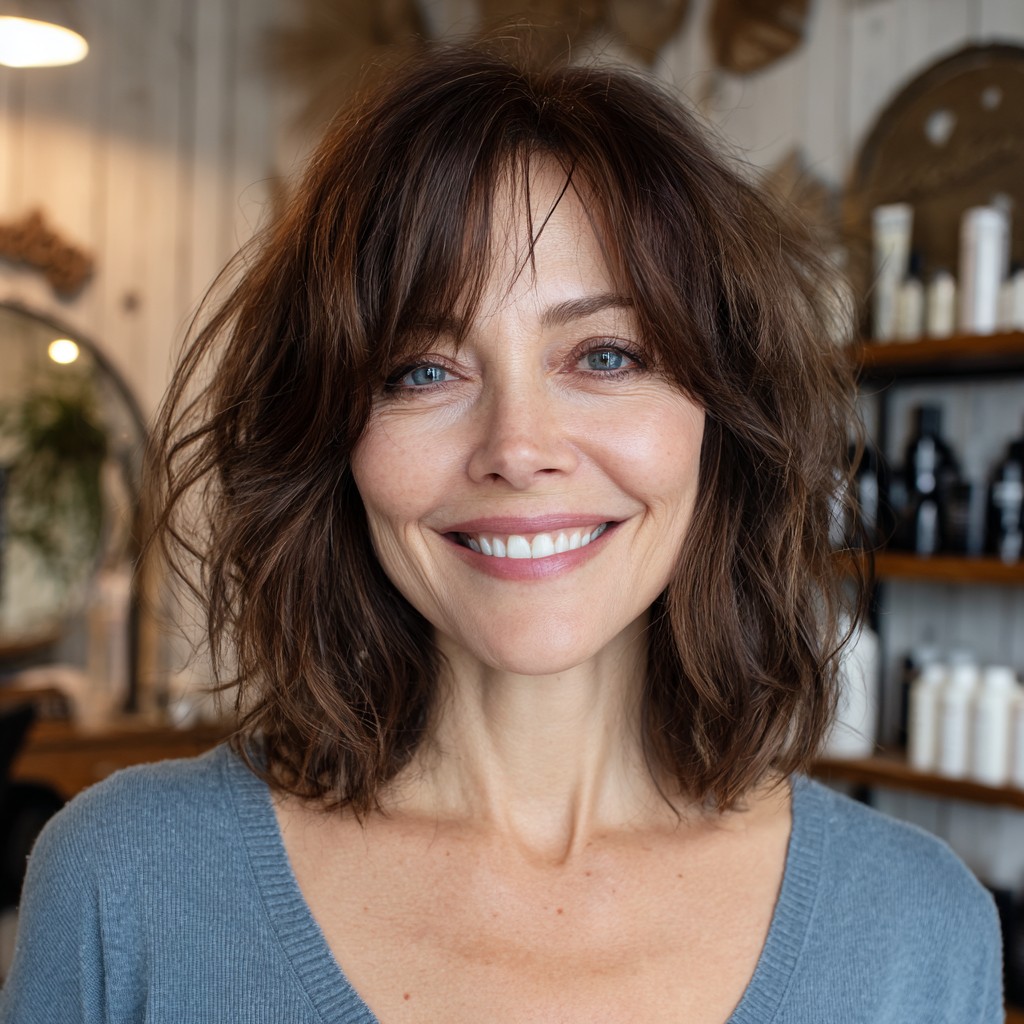 Effortlessly Chic Textured Lob with Face-Framing Layers