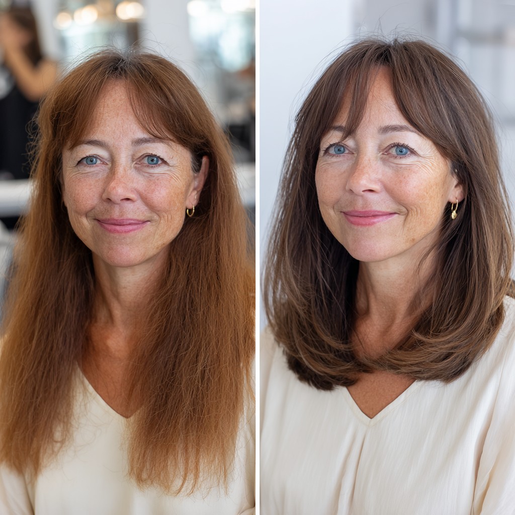 Elegant Layered Cut with Soft Face-Framing Bangs