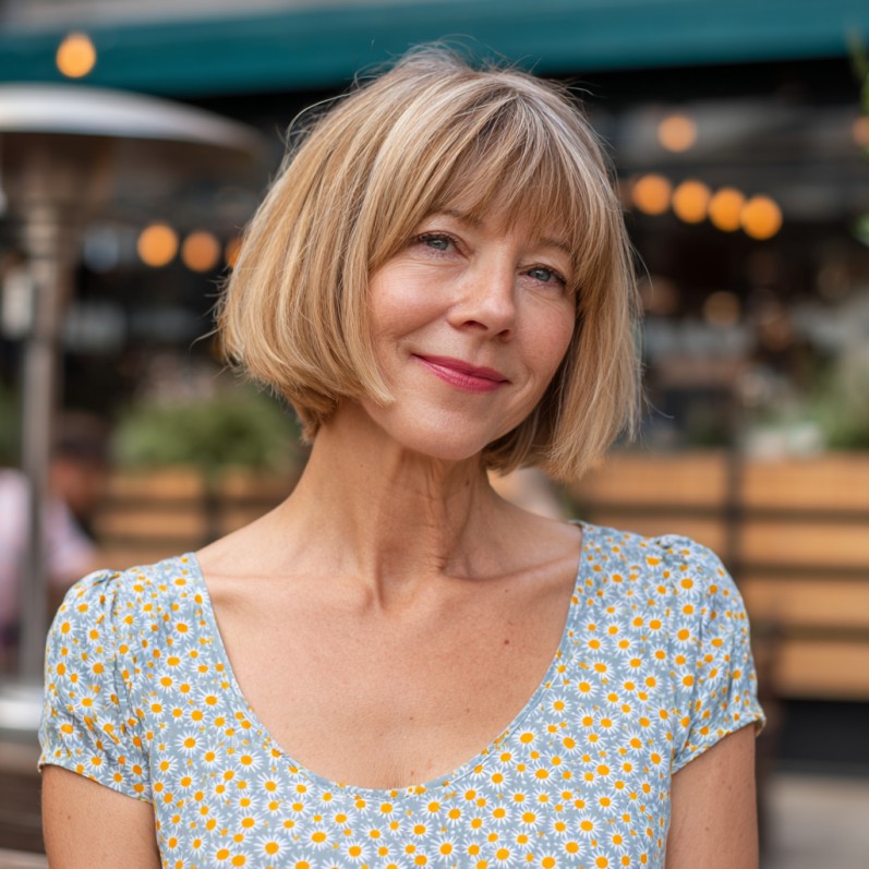 Elegant Textured Bob with Soft Bangs