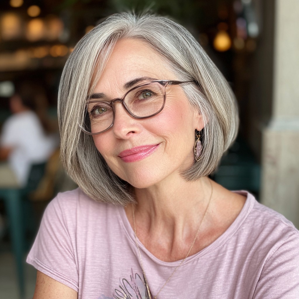 Elegant Textured Lob with Soft Side Bangs