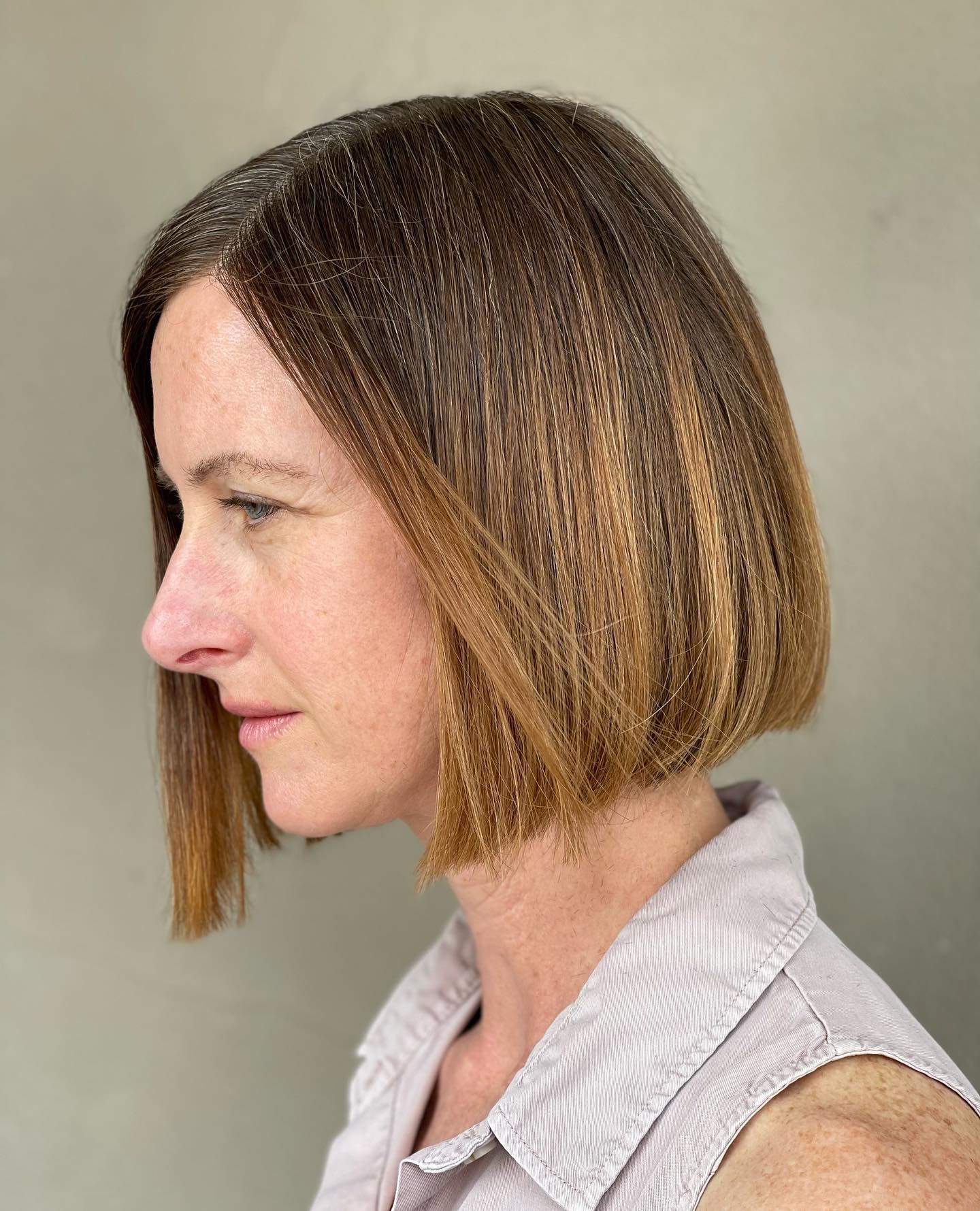 Modern Angular Bob with Subtle Warm Undertones