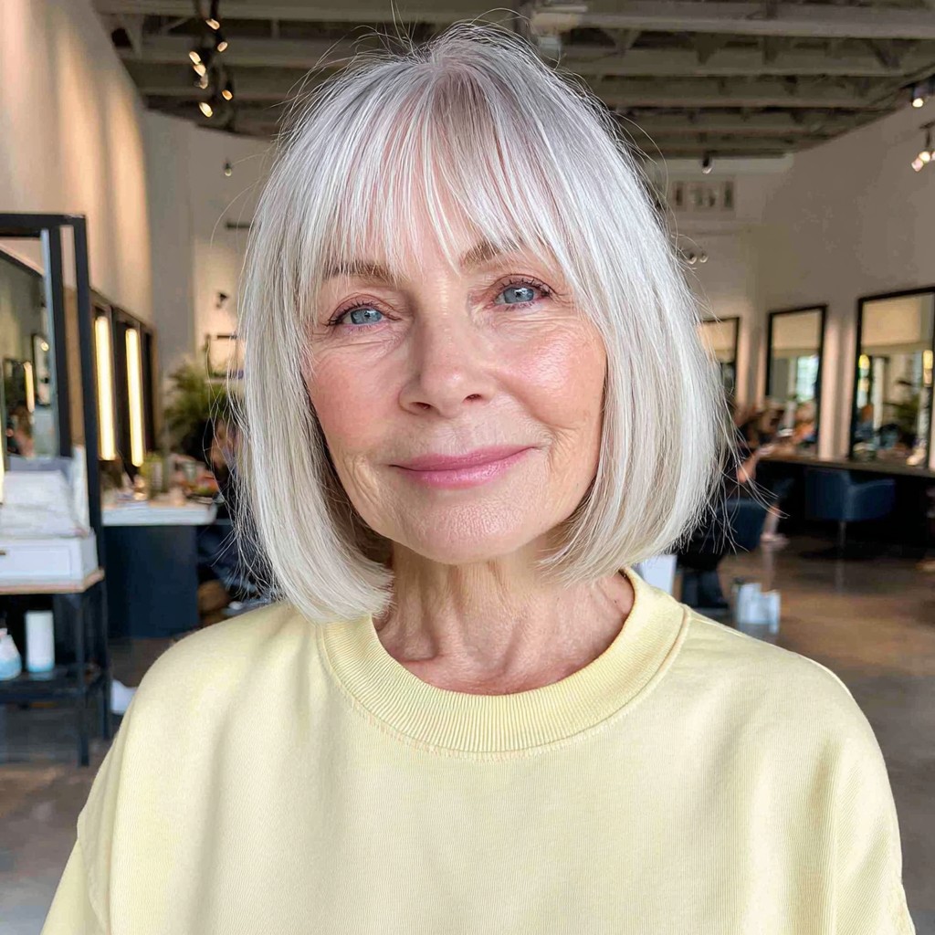Modern Soft Blunt Bob with Wispy Bangs