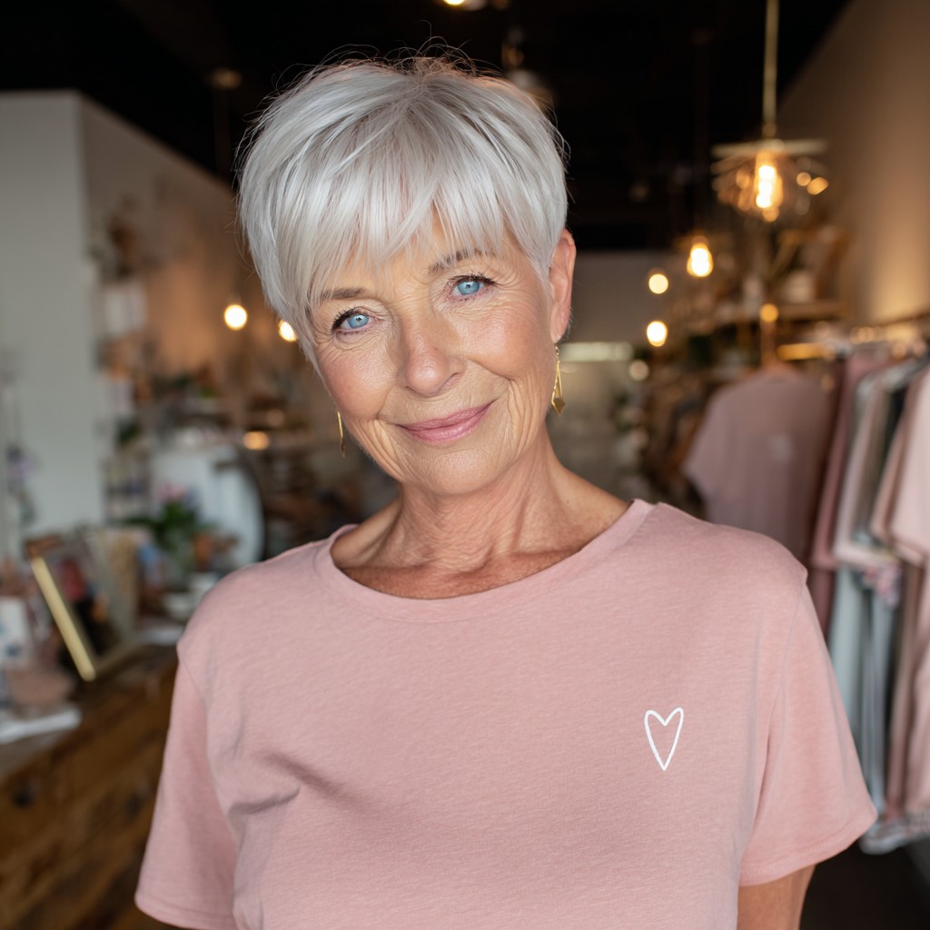 Modern Textured Pixie Cut with Soft Bangs
