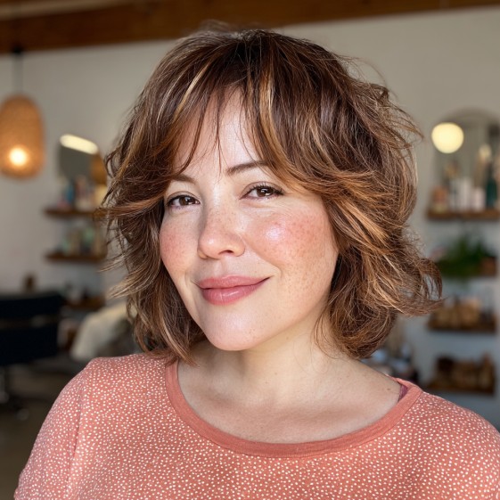 Playful Textured Bob with Charming Bangs