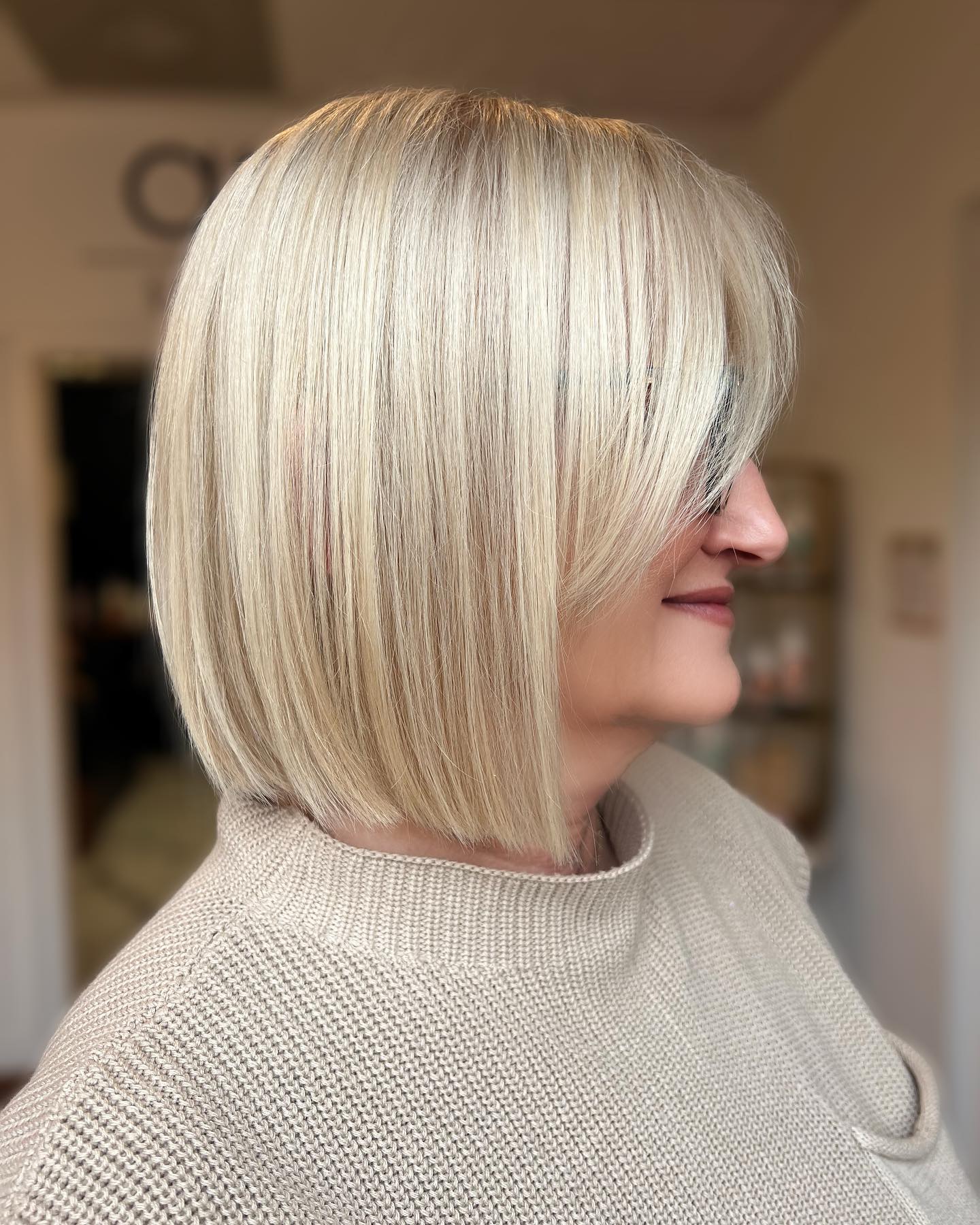 Sleek Blunt Bob with Subtle Face-Framing Layers