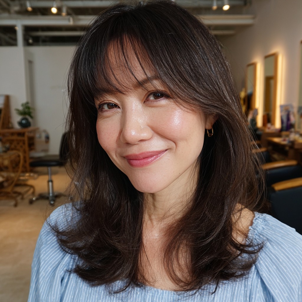 Softly Layered Cut with Face-Framing Bangs