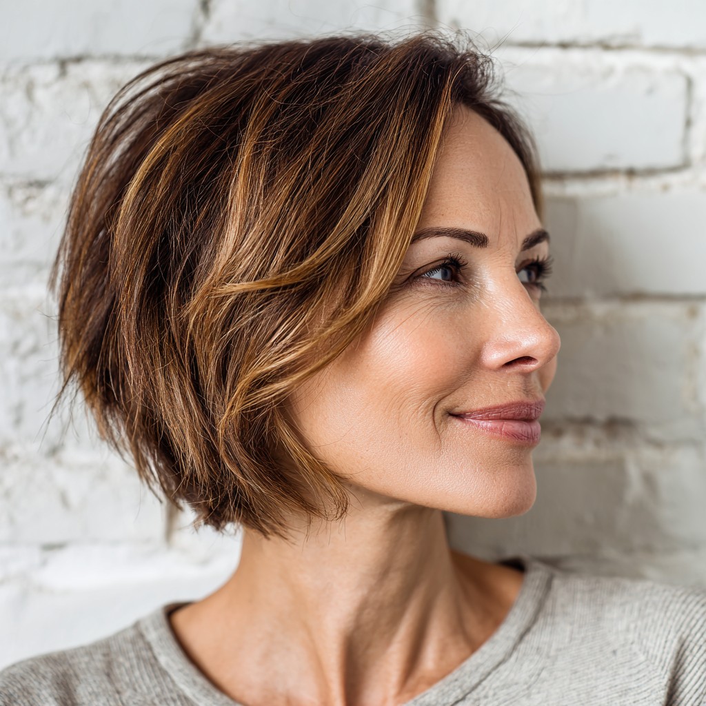 Textured Bob with Subtle Caramel Highlights