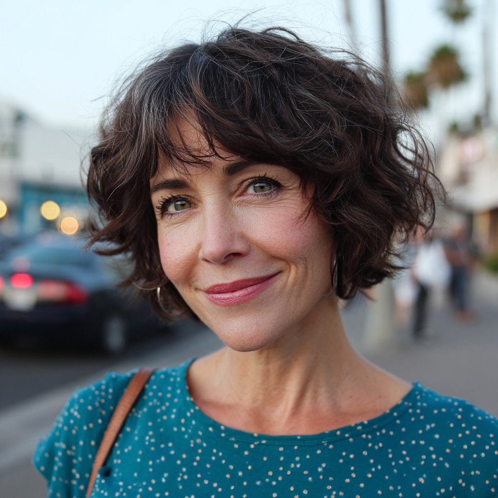 Textured Curly Bob with Face-Framing Layers