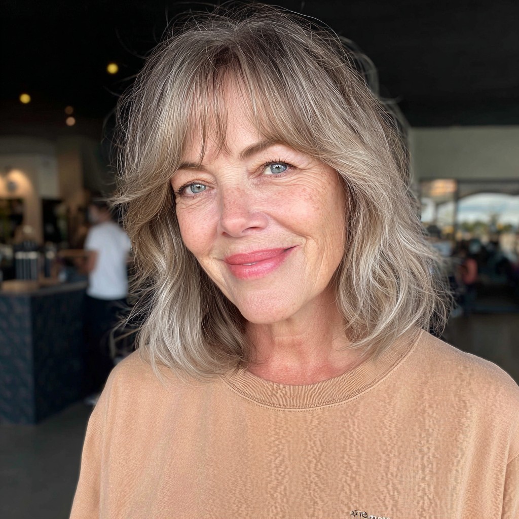 Textured Mid-Length Cut with Soft Bangs