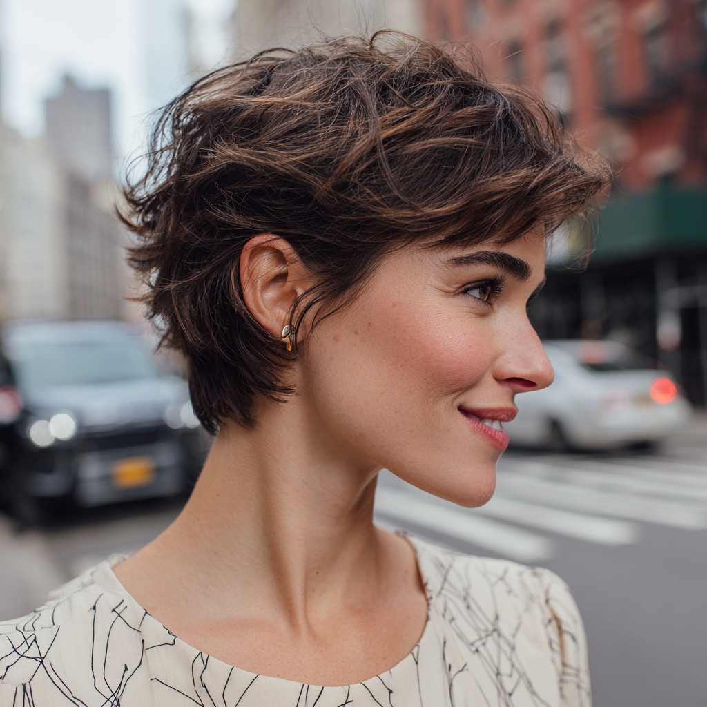 Textured Short Pixie Cut with Soft Waves