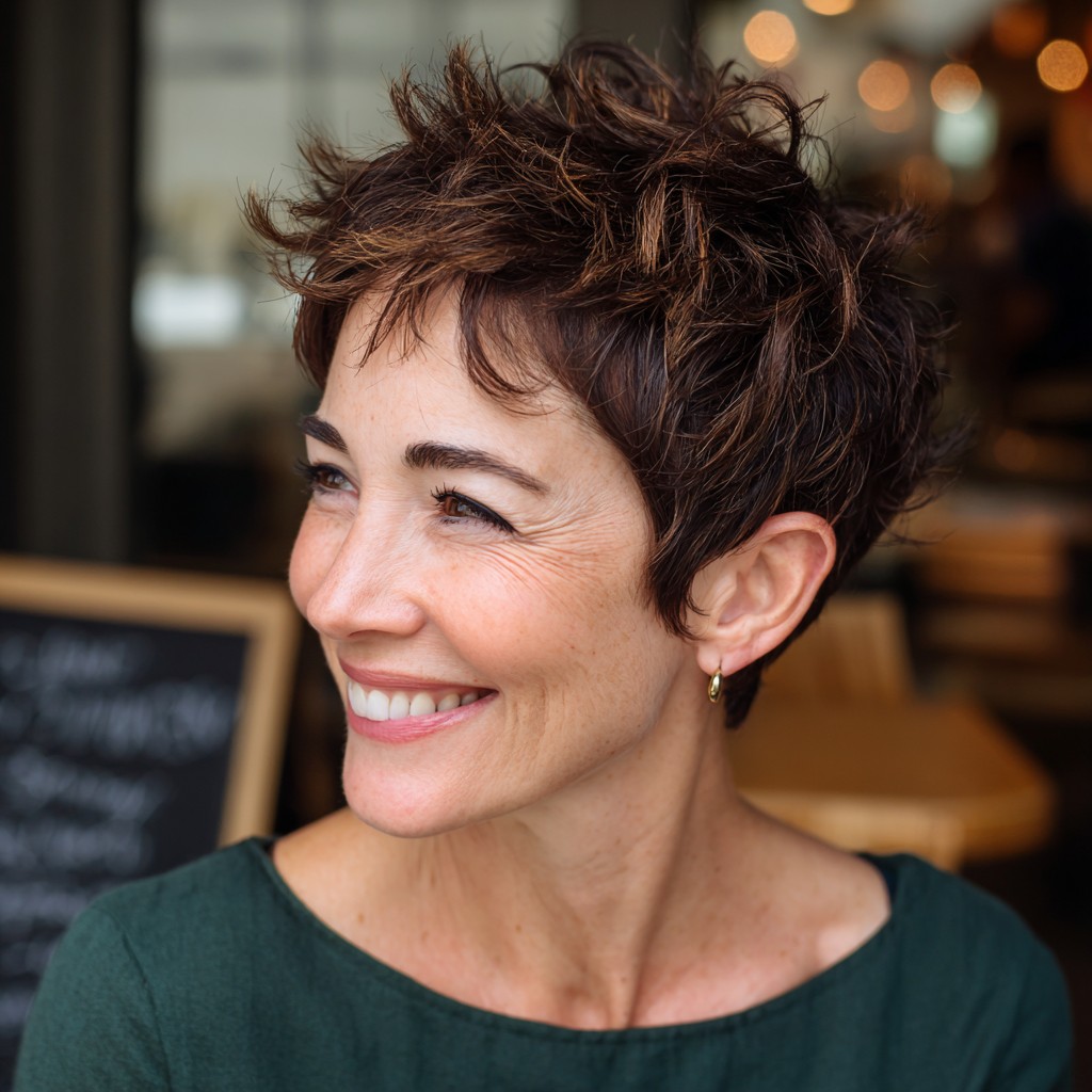 Textured Short Pixie with Lively Volume