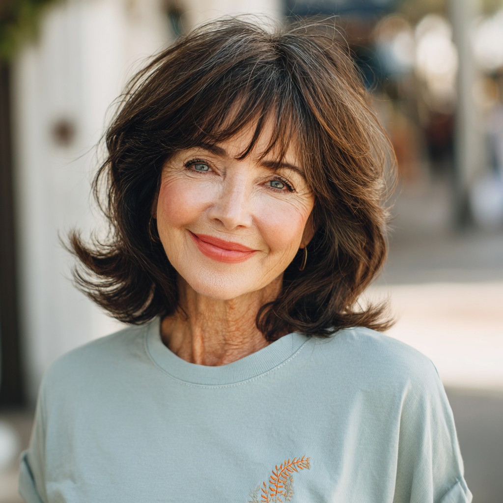 Textured Shoulder-Length Cut with Soft Bangs