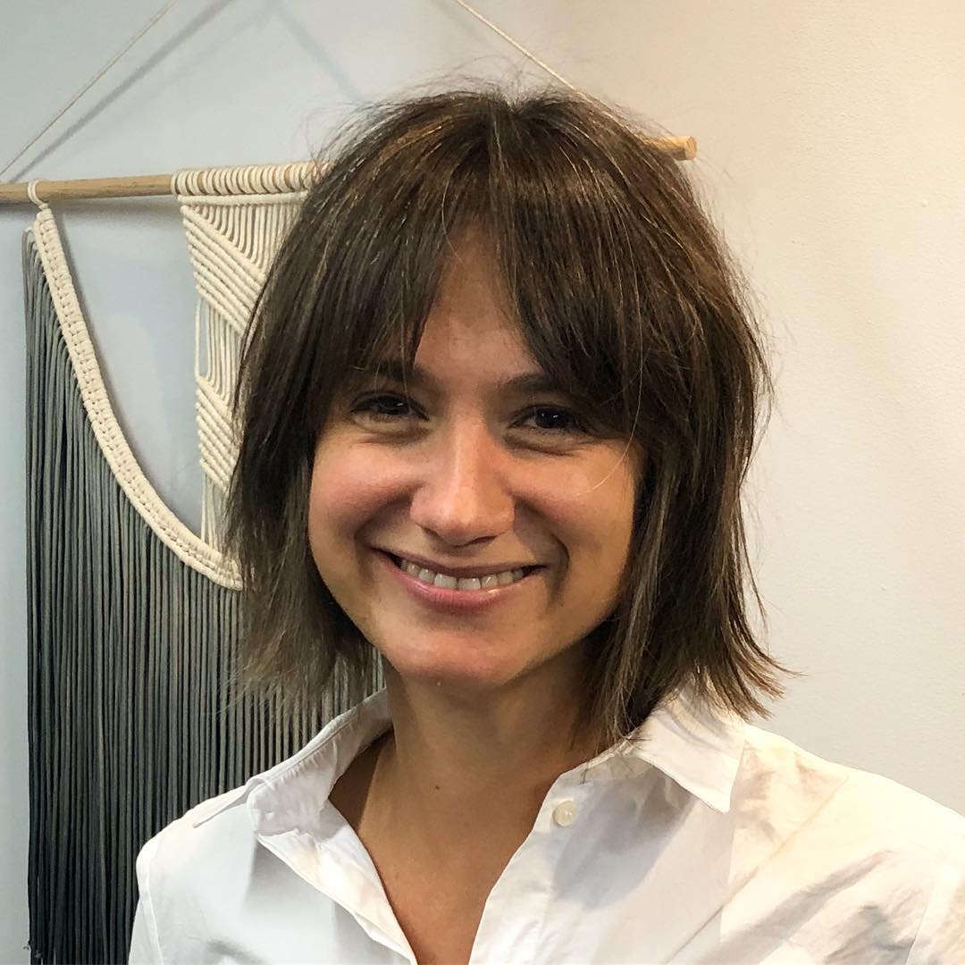 Textured Shoulder-Length Square Bob with Soft Bangs