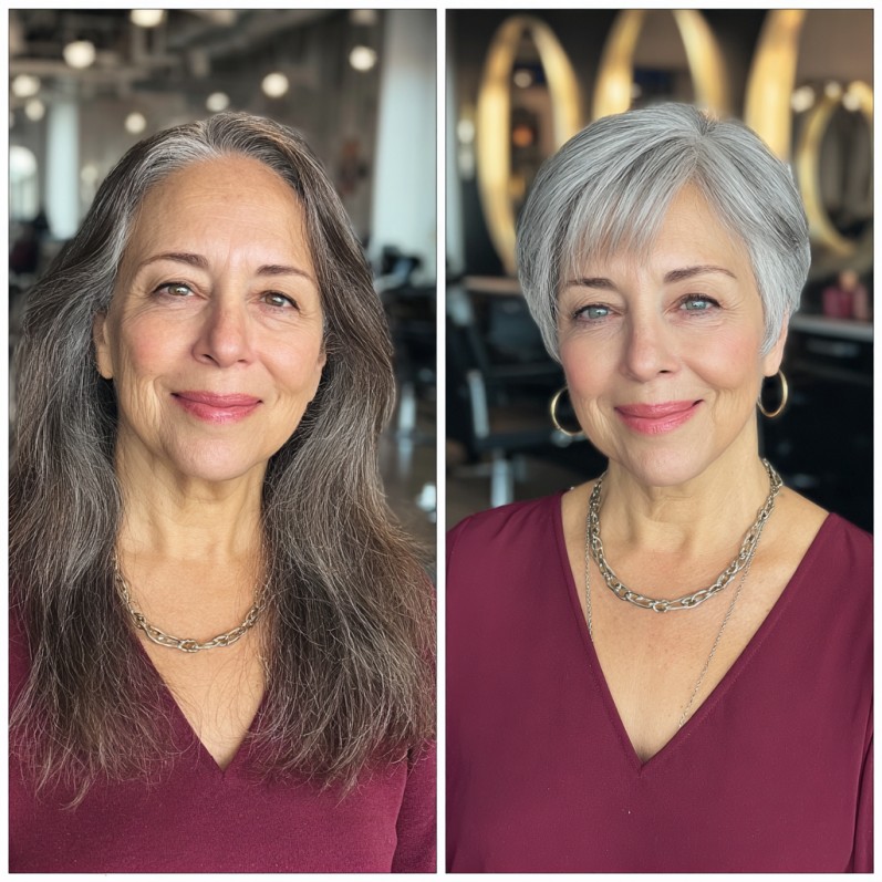 Chic Silver Pixie Cut with Soft Layers