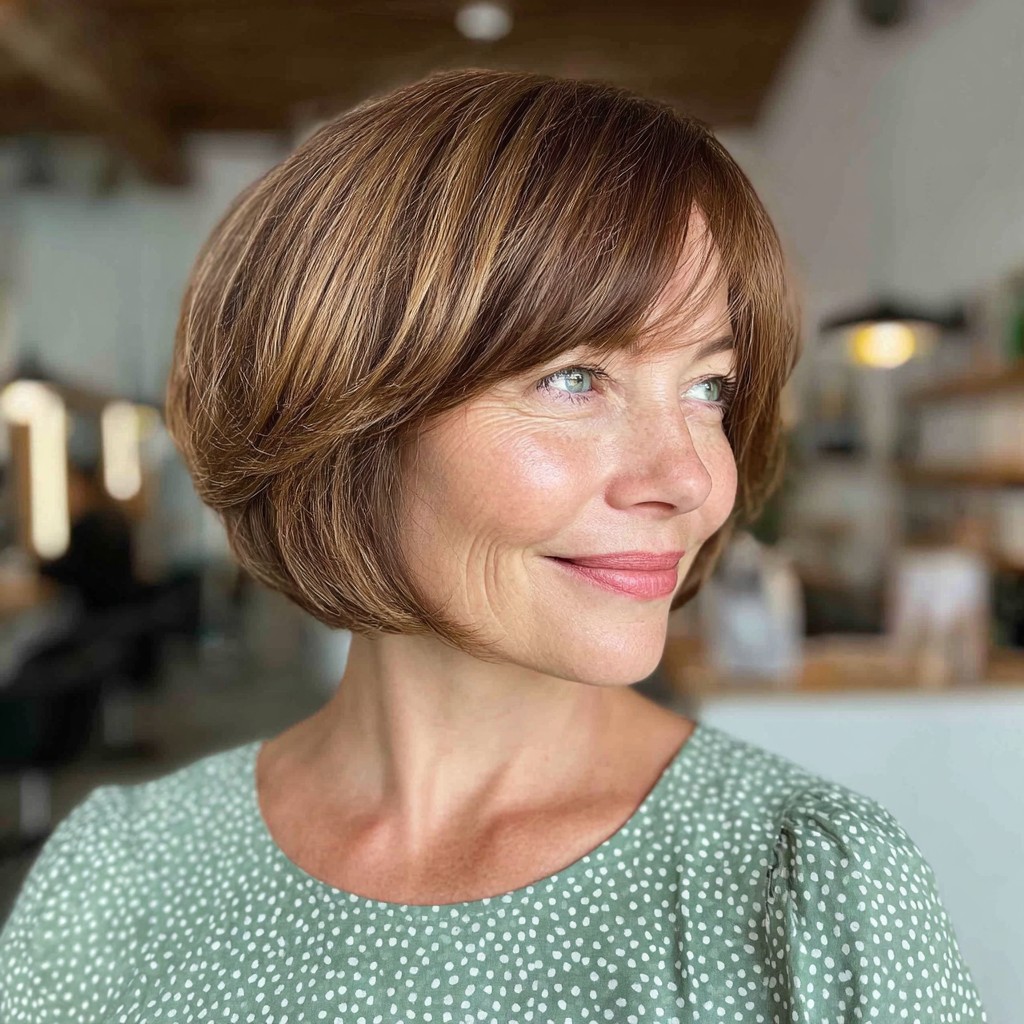 Bouncy Rounded Bob with Subtle Highlights