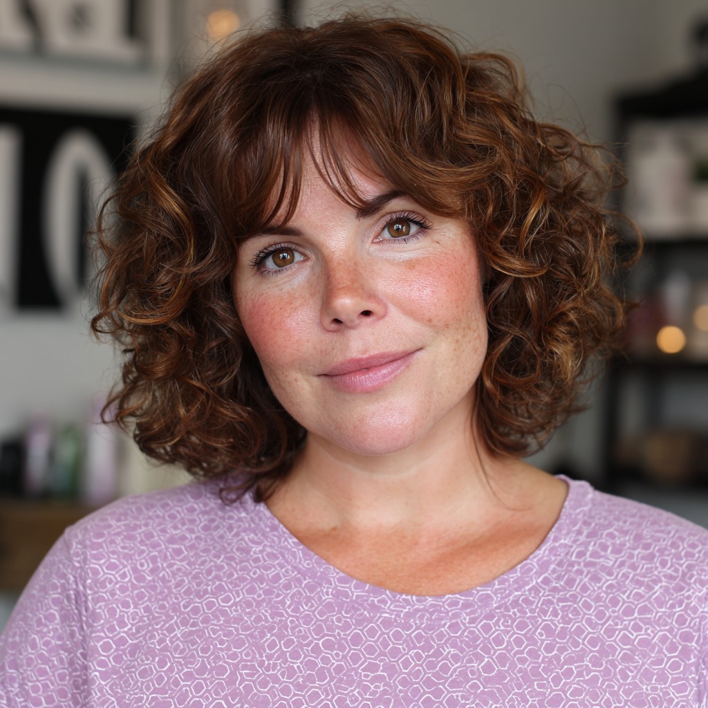 Charming Curly Bob with Soft Face-Framing Layers