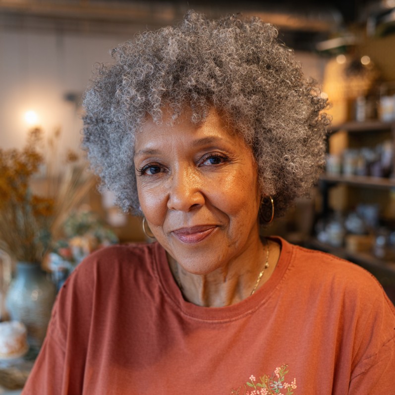 Charming Curly Silver Crop with Natural Volume