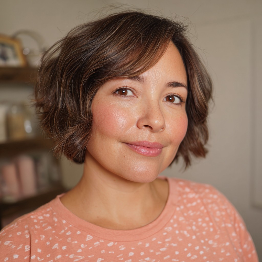 Charming Textured Bob with Subtle Highlights