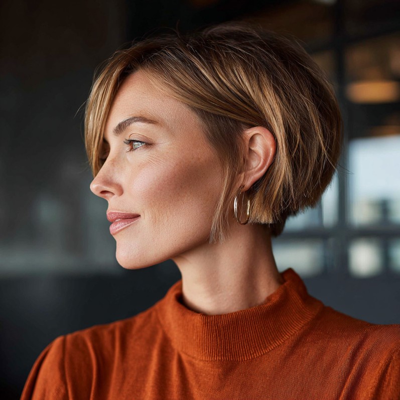 Chic Asymmetrical Textured Bob with Subtle Layers