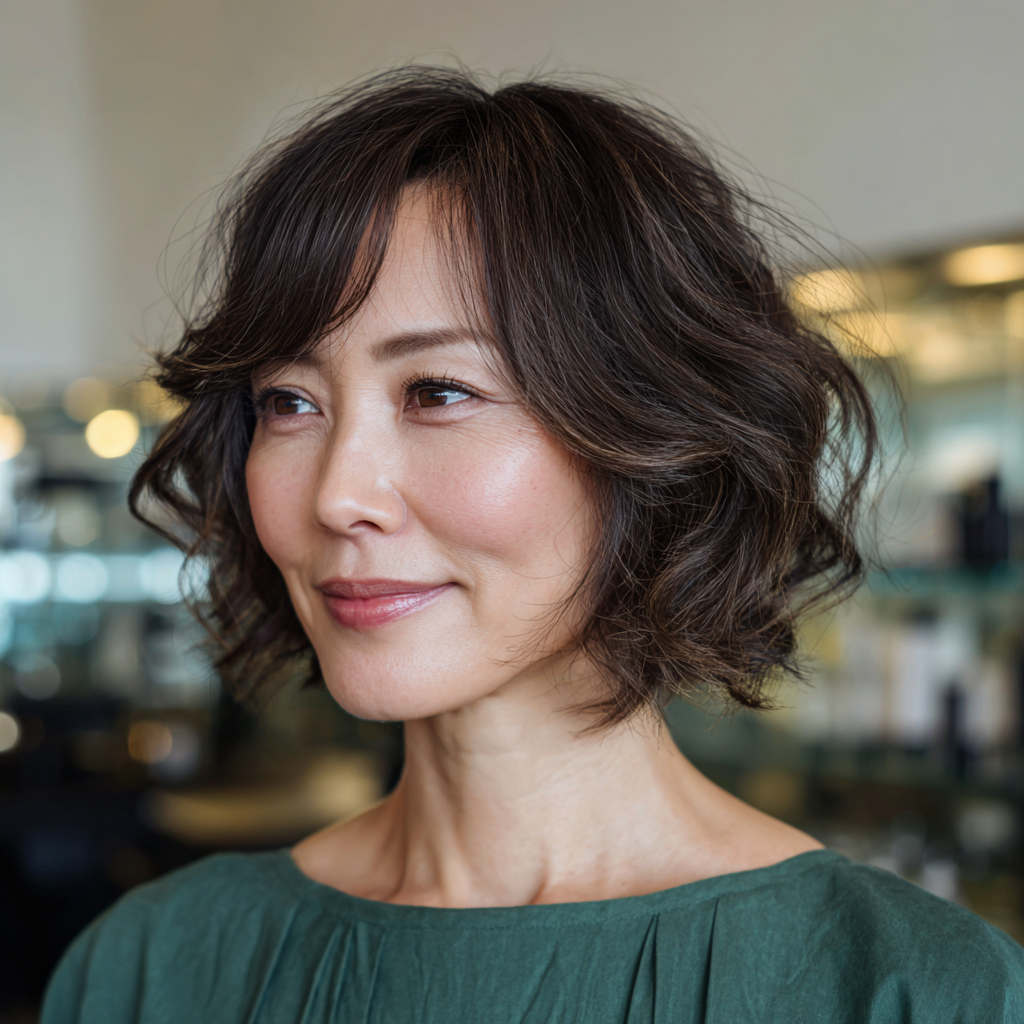 Chic Layered Choppy Bob with Long Bangs
